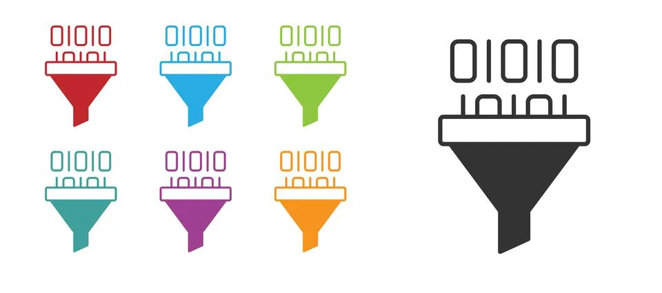 Black Binary code icon isolated on white background. Set icons colorful. Vect 库存插图