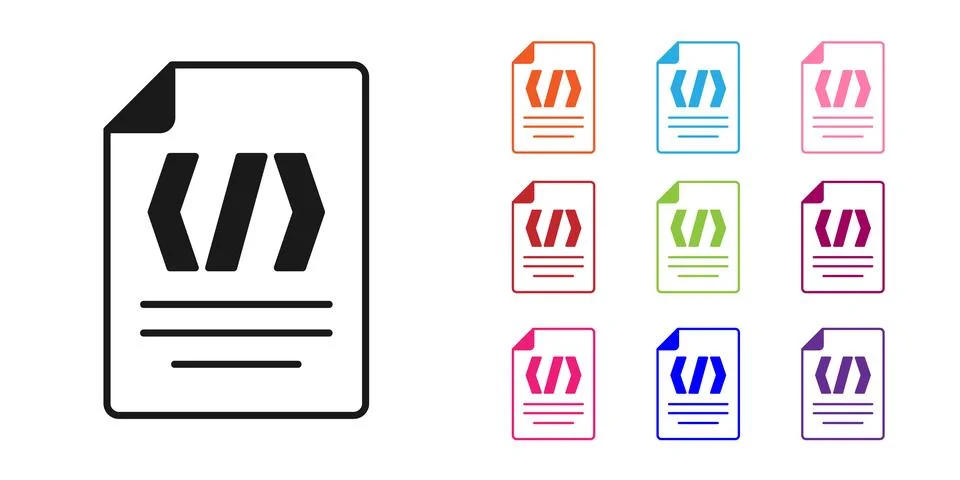 Black Binary code icon isolated on white background. Set icons colorful. Vector Stock Illustration