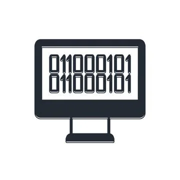 Black Binary code icon isolated on white background.  Vector Stock Illustration
