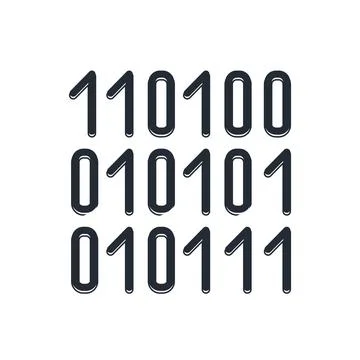 Black Binary code icon isolated on white background.  Vector 库存插图
