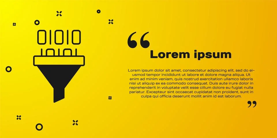 Black Binary code icon isolated on yellow background.  Vector 스톡 일러스트