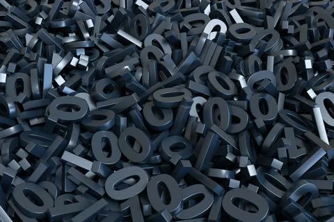 Black binary numbers background. 3d illustration. Stockfoto's