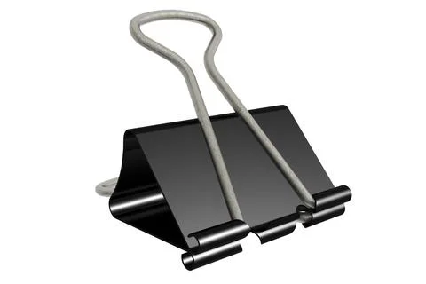 Black binder clip close up isolated Stock Illustration