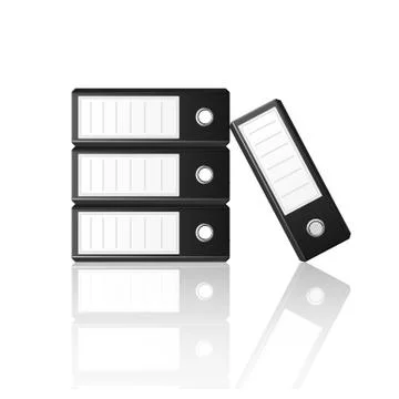 Black binders isolated on white background Illustrazione stock