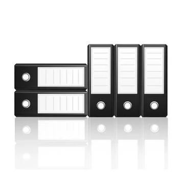 Black binders vertical and  horizontal isolated on white background Illustrazione stock