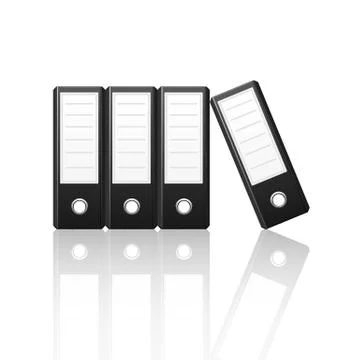 Black binders vertical isolated on white background Stockillustratie