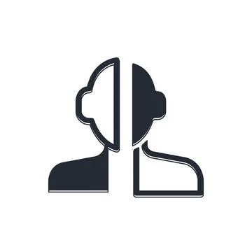 Black Bipolar disorder icon isolated on white background.  Vector Stock Illustration