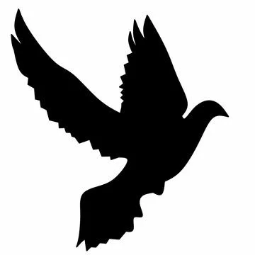 A black bird with its wings spread out in the air Stock Illustration