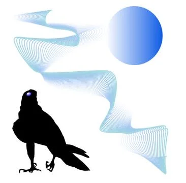 Black bird predator aggressive hawk Stockillustratie