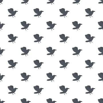 Black bird silhouette seamless pattern repeating background Illustrazione stock