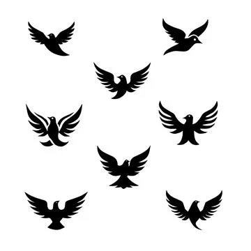 Black bird vector logo collection on white background Stock Illustration
