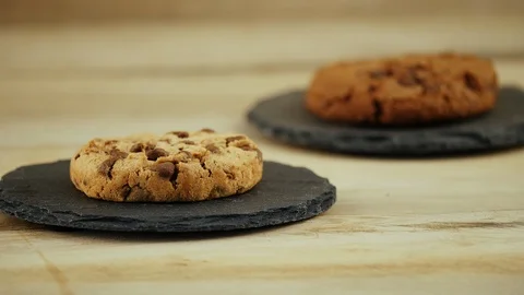 Black biscuits and white biscuits. Focus transition Video stock 92811416