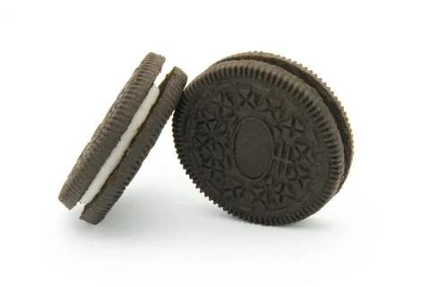 Black biscuits with cream Stock Photos