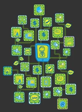 Black bit Internet Networking link Ecology concept vector Stock Illustration