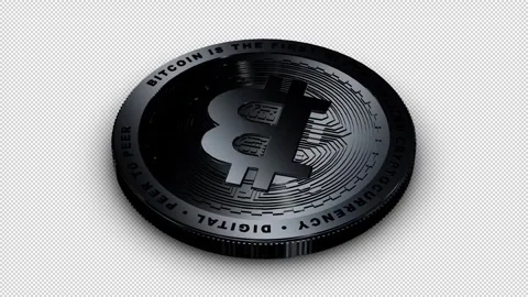 Black Bitcoin Rotation, Alpha Channel, Business, Exclusive, Looped Stock Footage 302592160