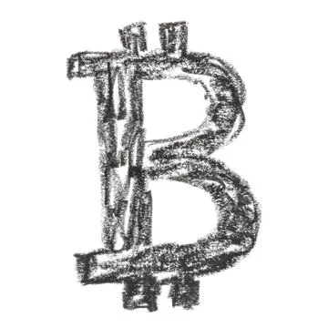 Black Bitcoin symbol drawing Stock Illustration