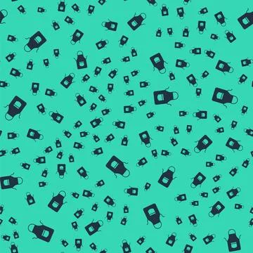 Black Blacksmith apron icon isolated seamless pattern on green background Stock Illustration