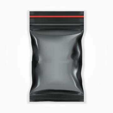 Black Blank Filled Plastic Bag With Ziplock Stock Illustration