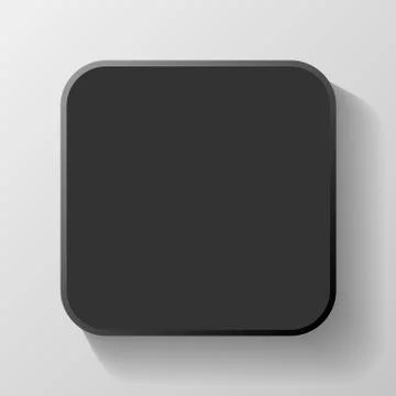 Black Blank Icon Template for Web and Mobile Button with Shadow Vector Illustration
