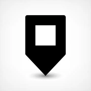 Black blank map pin flat location sign square icon Stock Illustration