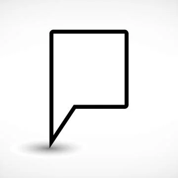 Black blank map pin flat location sign square icon Illustrazione stock