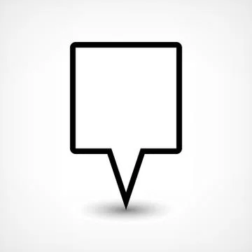 Black blank map pin flat location sign square icon Stock Illustration