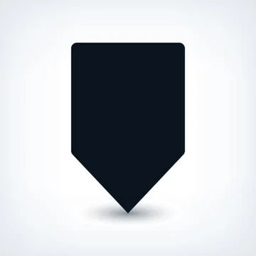 Black blank map pin flat location sign square icon Stock Illustration
