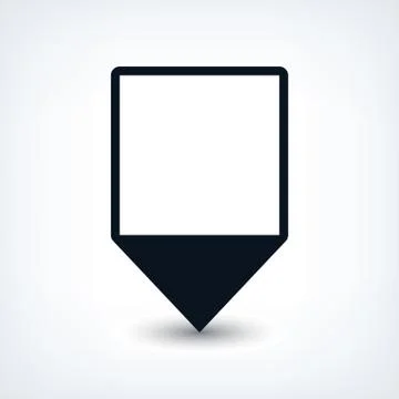 Black blank map pin flat location sign square icon Stock Illustration