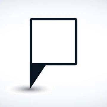 Black blank map pin flat location sign square icon Illustrazione stock