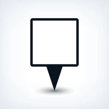 Black blank map pin flat location sign square icon Stock Illustration