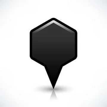 Black blank map pin sign hexagon location icon Illustrazione stock