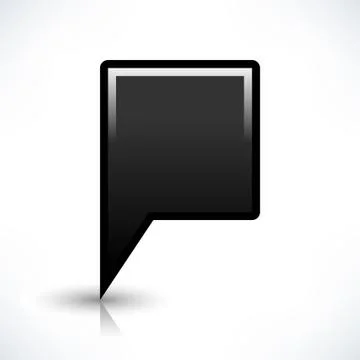 Black blank map pin sign square location icon Stock Illustration