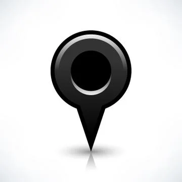 Black blank map pin sign round location icon Illustrazione stock