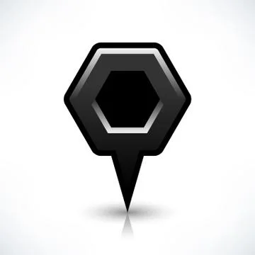 Black blank map pin sign hexagon location icon Illustrazione stock