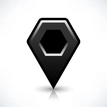 Black blank map pin sign hexagon location icon Stock-Illustration