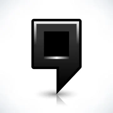Black blank map pin sign square location icon Stock Illustration
