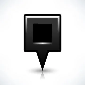 Black blank map pin sign square location icon 스톡 일러스트
