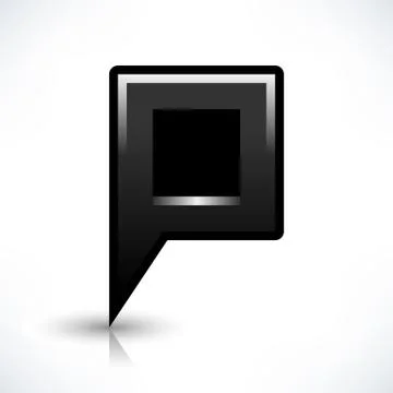 Black blank map pin sign square location icon 스톡 일러스트