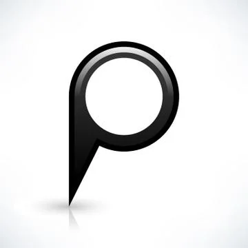 Black blank map pin sign round location icon Illustrazione stock