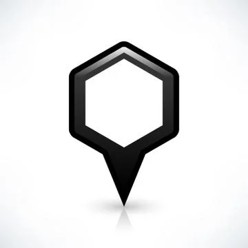 Black blank map pin sign hexagon location icon Illustrazione stock