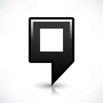 Black blank map pin sign square location icon 스톡 일러스트