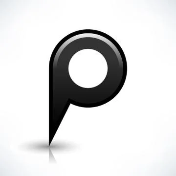Black blank map pin sign round location icon Illustrazione stock