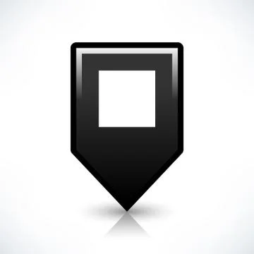 Black blank map pin sign square location icon Illustrazione stock