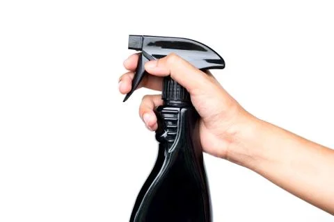 Black blank plastic spray, Packaging template mockup collection. Stock Photos