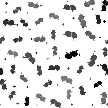 Black Blank speech bubbles icon isolated seamless pattern on white background Illustrazione stock