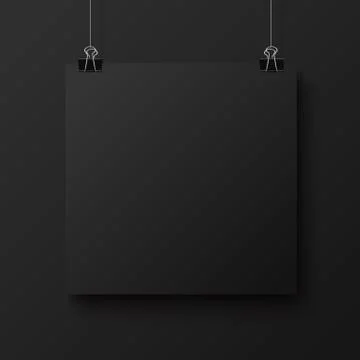 Black blank square sheet of paper, vector mock-up Stock Illustration