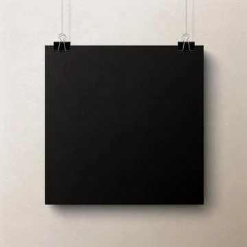 Black blank square sheet of paper, vector template Stock Illustration
