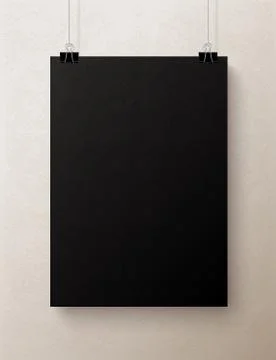 Black blank vertical sheet of paper, vector mock-up Stock Illustration