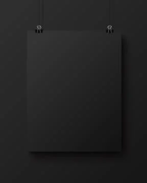 Black blank vertical sheet of paper, vector mock-up Illustration