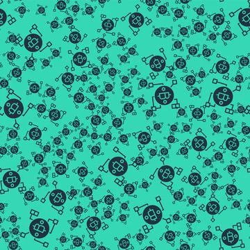 Black Blockchain technology Bitcoin icon isolated seamless pattern on green Stock Illustration